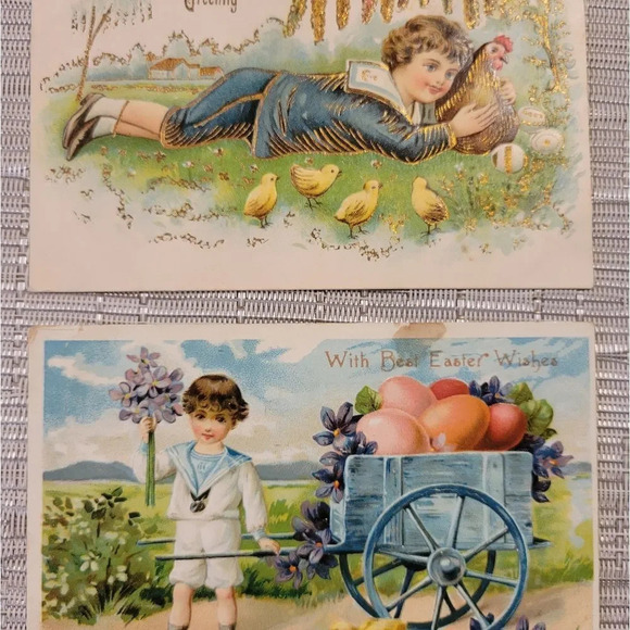 VINTAGE Easter Postcards, Circa 1909, Set Of 2 - Picture 1 of 6